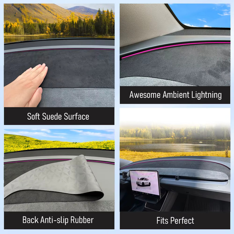Tesmayx Dashboard Abdeckung für Tesla Modell Y Juniper 2025 2026, Anti-UV Armaturenbrett Matte in Schwarz - Bild 5