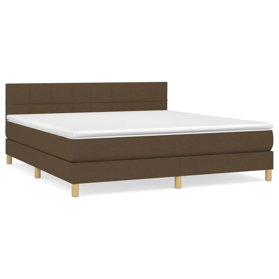vidaXL Boxspringbett mit Matratze Dunkelbraun B: 180 cm, T: 200 cm, H: 78 cm, Hybrid-Design mit Taschenfederkern und Stoffbezug - Bild 2
