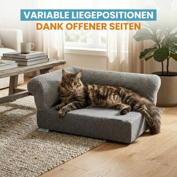 Lucky-Kitty Katzenlounge LUXE Sofa für Katzen in Grau mit abnehmbarem Bezug und Schaumstofffüllung - Bild 3