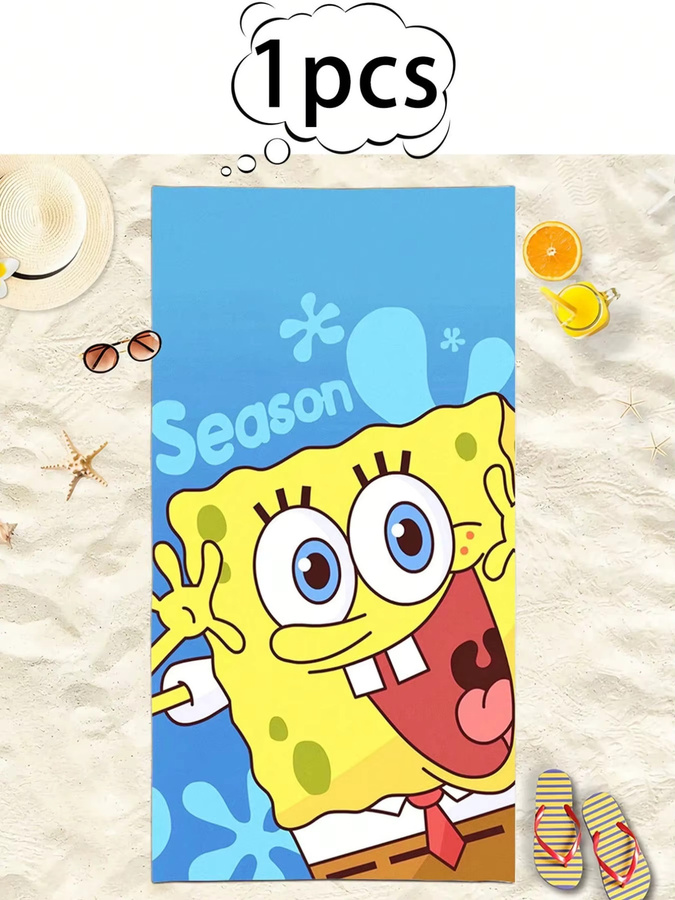 Potdemiel SpongeBob Strandtuch aus Mikrofaser mit Cartoon-Aufdruck, schnell trocknend und saugfähig - Bild 2