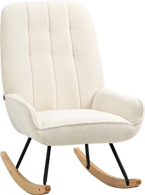 HOMCOM Schaukelstuhl mit Sherpa-Vlies und Armlehnen in Weiß, B/T/H: 63 x 95 x 97 cm - Bild 1