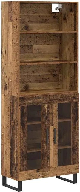 vidaXL Highboard Altholz in Braun mit Glastüren und Regalböden, B/T/H: 69,5 x 34 x 180 cm - Bild 1