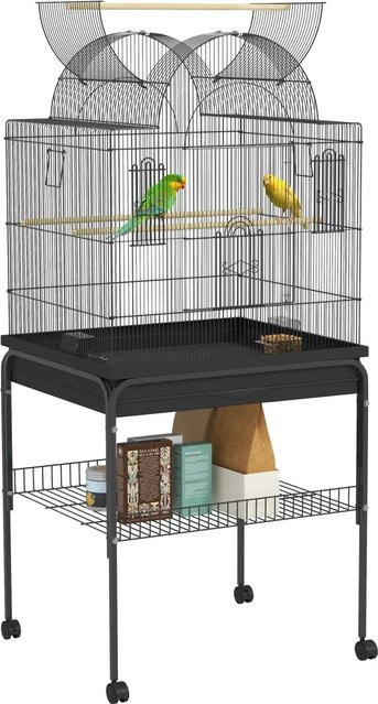 PawHut Vogelkäfig aus Stahl und Kunststoff in Schwarz, B: 53 cm, H: 144 cm - Bild 1