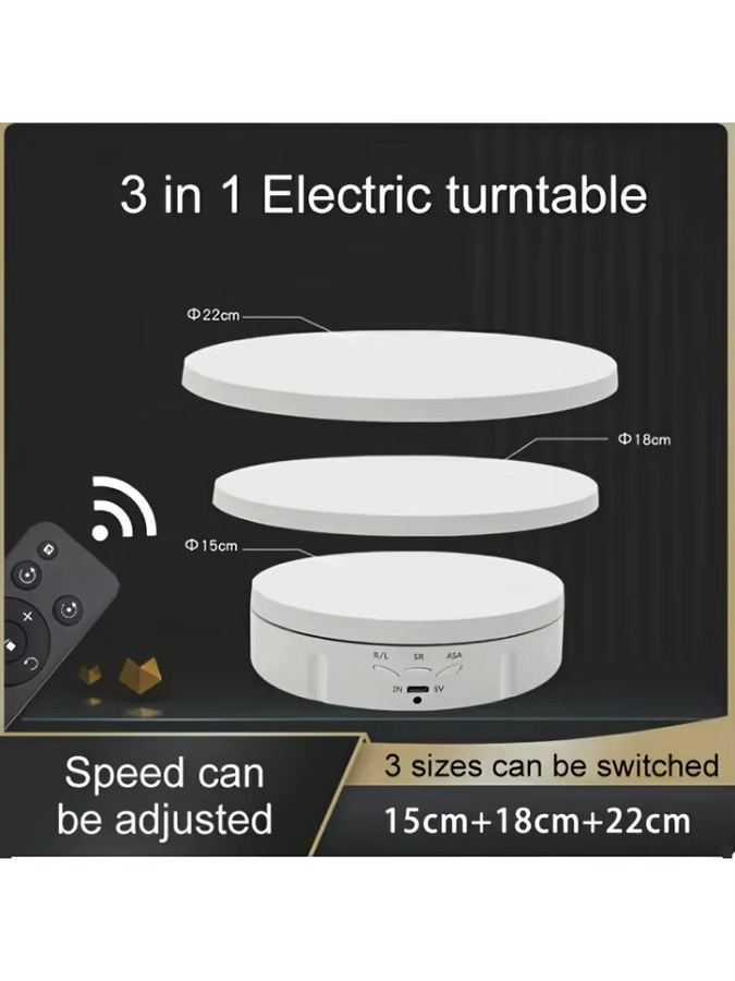 Motorisierter elektrischer Fotografie-Drehteller mit Fernbedienung für Fotos und Videos in Weiß - Bild 5