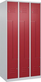 C+P Z-Spind Classic PLUS Spind mit 6 Fächern, Stahl, grau/rot, B/T/H: 90 x 50 x 185 cm - Bild 1
