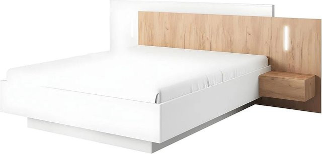 Vente-unique Bettrahmen Francoli in Weiß mit Schubladen, B/T/H: 160 x 200 x 250 cm - Bild 1