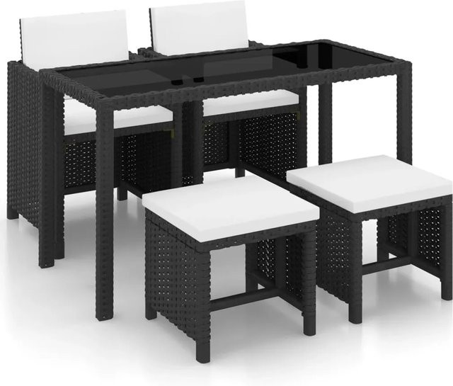 vidaXL 5-tlg Garten-Essgruppe aus Poly Rattan mit Auflagen in Schwarz Modell 3 - Bild 1