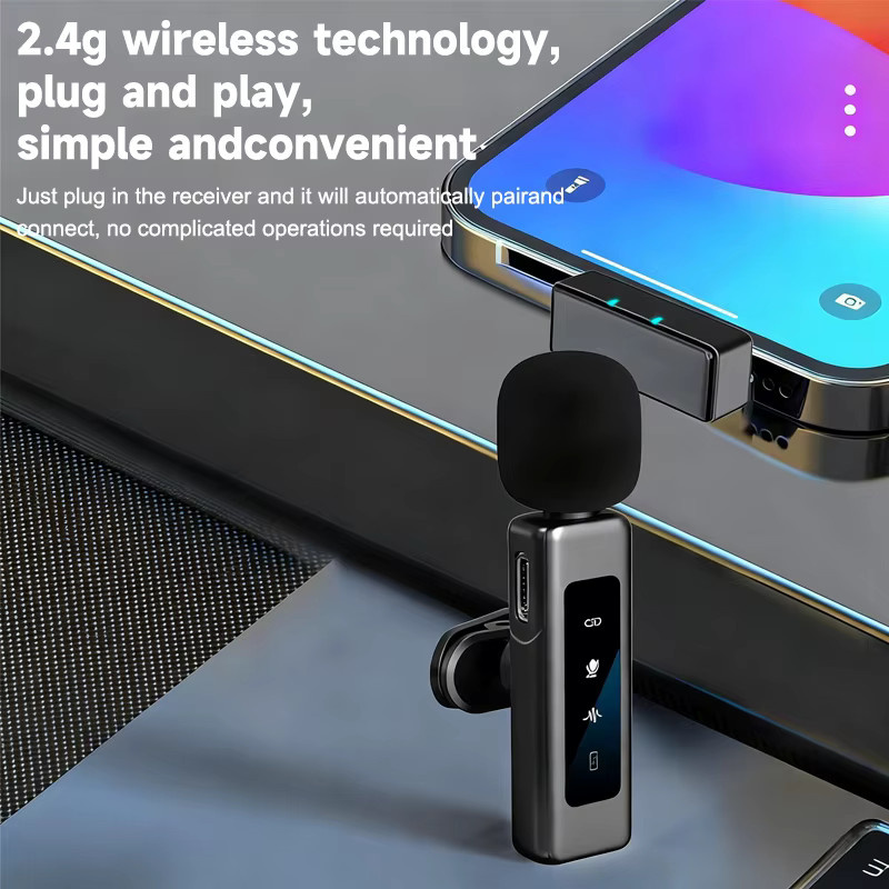 VIKEFON Mini Kabelloses Lavalier-Mikrofon mit Geräuschunterdrückung für iPhone und Android, Schwarz - Bild 6