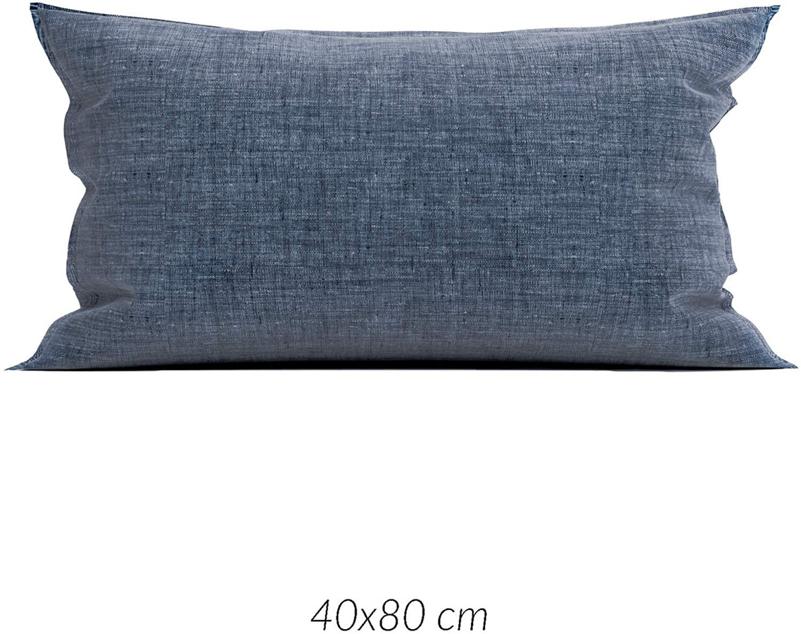 2 Stück Zo! Home Kissenbezüge aus Baumwolle Lino Urban Blue Dunkelblau Meliert B/H: 40 x 80 cm - Bild 1