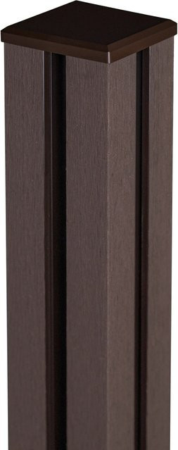 GroJaSolid WPC Pfosten Terra Braun inkl. Kappe zum Aufdübeln B: 10 cm, T: 10 cm, H: 190 cm - Bild 1