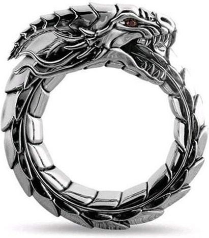 POMOiii Drachen Ring Edelstahl, Schwarz, Herren - Bild 1
