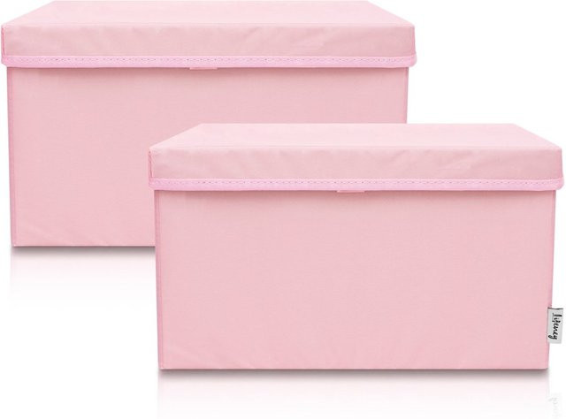 Lifeney Aufbewahrungsbox 2er-Set mit Deckel, Farbe: Pink, B/T/H: 25 x 37 x 21 cm - Bild 1