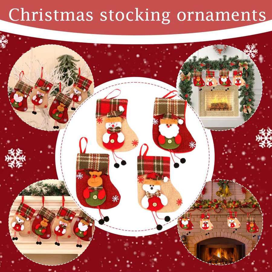 Weihnachtssocken und Geschenktüten mit Motiven von Weihnachtsmann, Schneemann oder Elch in Rot - Bild 2
