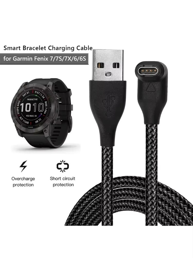USB-Ladekabel für Garmin Smartwatches Fenix, Vivoactive, Forerunner und Instinct in Schwarz, Länge: 1 m - Bild 6