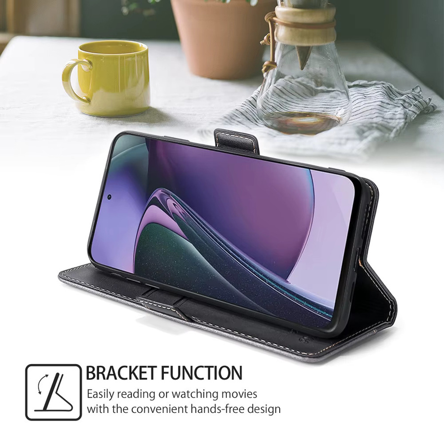 Business PU Leder Flip Book Case für Motorola E14 G64 G64Y G85 G54 Moto G Power G Play G 5G 2024 Schutzhülle mit Kartenhalter in Braun - Bild 4