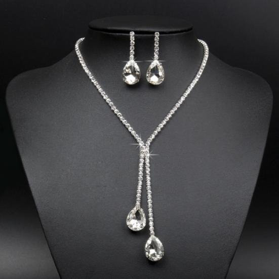 SILVERHOO Schmuck-Set, Halskette, Ohrringe, Kupfer, Schwarz, Zirkonia, Damen - Bild 1