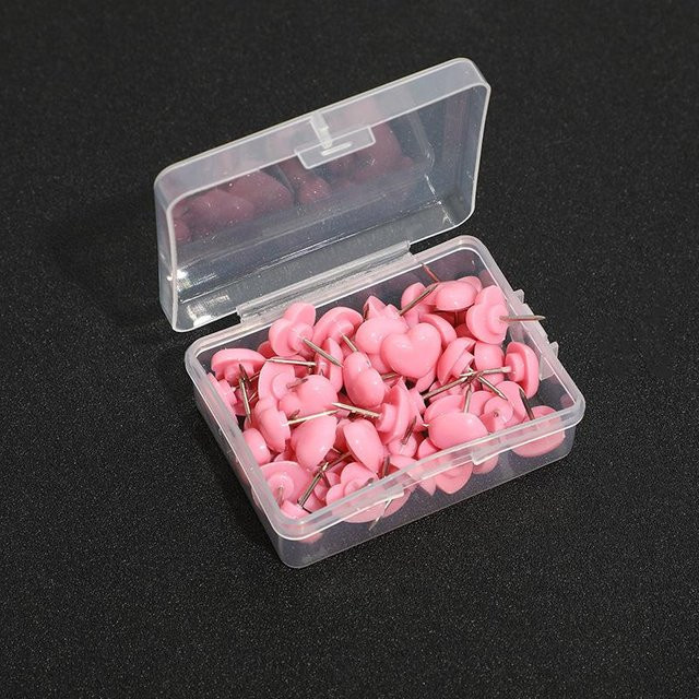NATAWA Push Pins in Herzform aus Kunststoff, 50 Stück, Rosa - Bild 1