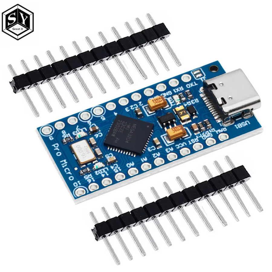 Baishundianzi Pro Micro Atmega32u4 Arduino Ersatz Board mit USB-C Interface, 5V 16MHz, Blau - Bild 2
