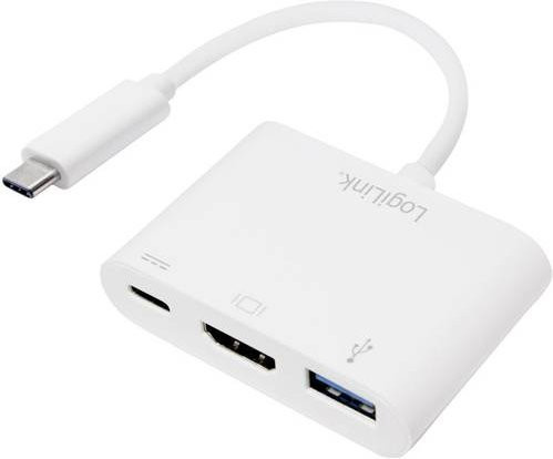 LogiLink UA0258 USB-C Adapter mit HDMI und USB 3.2 Gen 1 Buchse A in Weiß - Bild 1