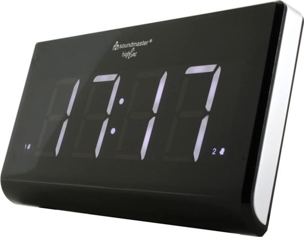 Soundmaster UR8400 Jumbo-LED-Alarm PLL-Uhrenradio in Schwarz mit dimmbarem Digitaldisplay und zwei Weckzeiten - Bild 1