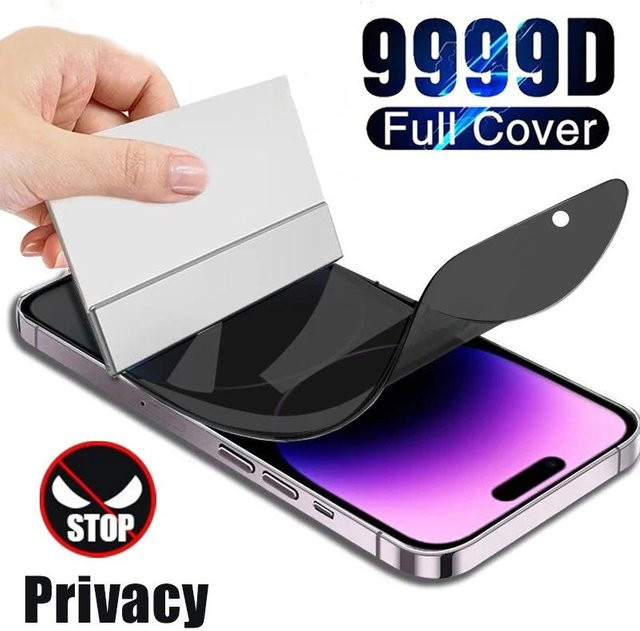 Lifengfeng 9999D Anti-Spy Hydrogel-Folie mit Sichtschutz für iPhone 17 16 15 14 13 12 11 Pro Max und weitere Modelle, Schwarz - Bild 1