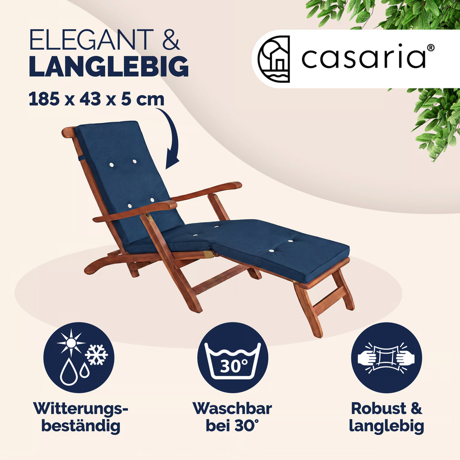 DETEX Sonnenliege Auflage Blau, wasserabweisend und gesteppt, B/T/H: 184,5 x 43 x 5 cm - Bild 2