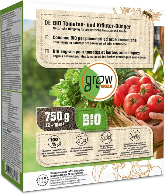 GROW by OBI BIO Tomaten- und Kräuter-Dünger mit Slow-Release-Effekt, 750 g - Bild 1