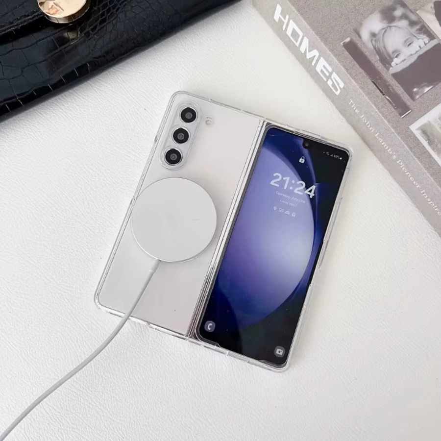 Transparente magnetische kabellose Ladehülle mit Scharnierschutz für Samsung Galaxy Z Fold 6 5 4 3 - Bild 4