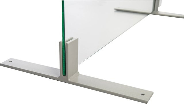 Skyscope Standfuß quer für Hygiene-Schutzglas ESG 6 mm in Lichtgrau, Länge: 350 mm, aus Aluminium - Bild 1