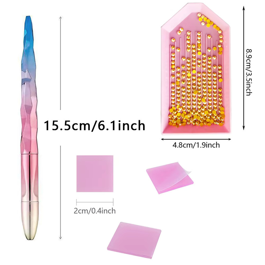 Diamantmalerei-Stiftset mit 6 Spitzen, Wachs und Behälter in Gelb und Multicolour aus Kunststoff für dein DIY Kreuzstich-Bastelwerkzeug-Set - Bild 1