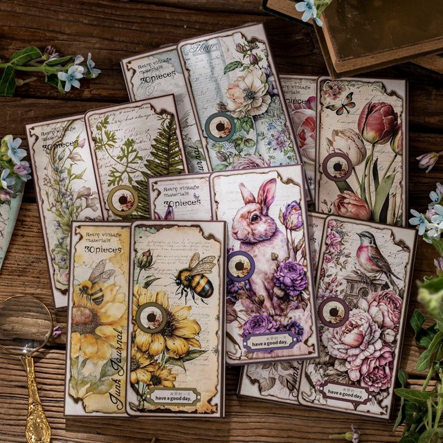 JIAMEI Vintage Flower Scrapbooking Papier Set für Junk Journal und DIY Collage Dekoration, 30 Stück - Bild 1