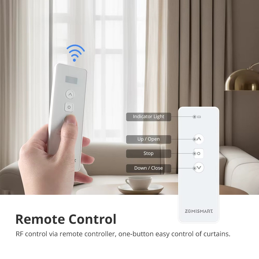 Zemismart Zigbee 3.0 Smart Curtain Track in Weiß für elektrische Vorhänge, kompatibel mit Tuya Zigbee Hub, SmartThings, Alexa und Google Home Assistant, gerade Ausführung - Bild 3