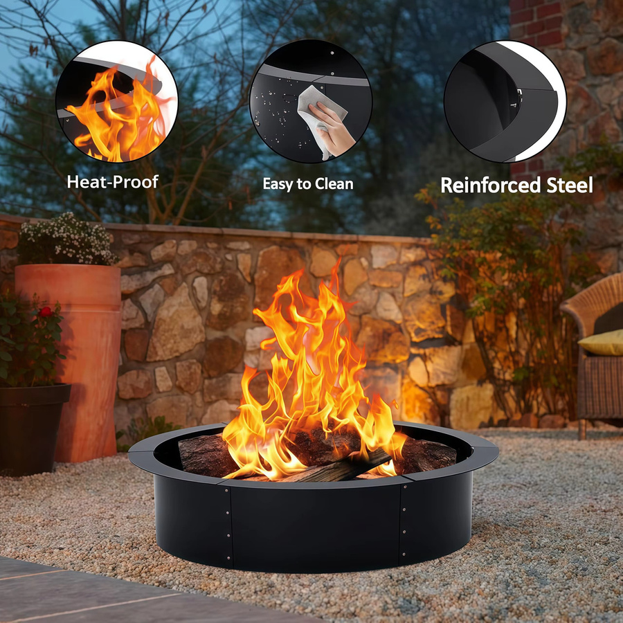 HiMISS Feuerschale aus rostfreiem Stahl in Schwarz für Garten und Camping - Bild 3