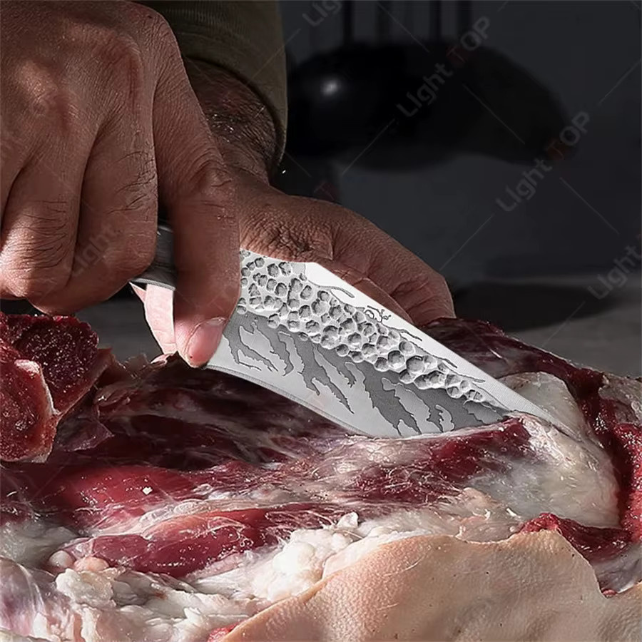 WXCOO Geschmiedetes Ausbeinmesser aus Edelstahl in Silber mit Holzgriff - Bild 2