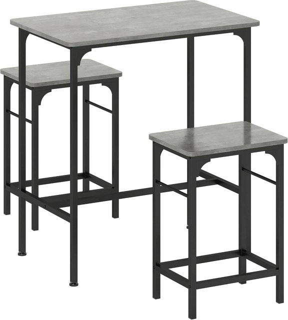 HOMCOM Bartisch Set mit Barhockern in Grau und Schwarz im Industrie-Design für Küche und Esszimmer - Bild 1