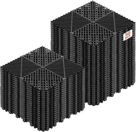 VEVOR Ineinandergreifende Drainagematten 50er Pack, Rutschfeste Klickfliesen aus PP für Garage, Bad, Küche, Pool und Außenbereich, Selbstentwässernd, Schwarz, B/B: 31 x 31 cm - Bild 1