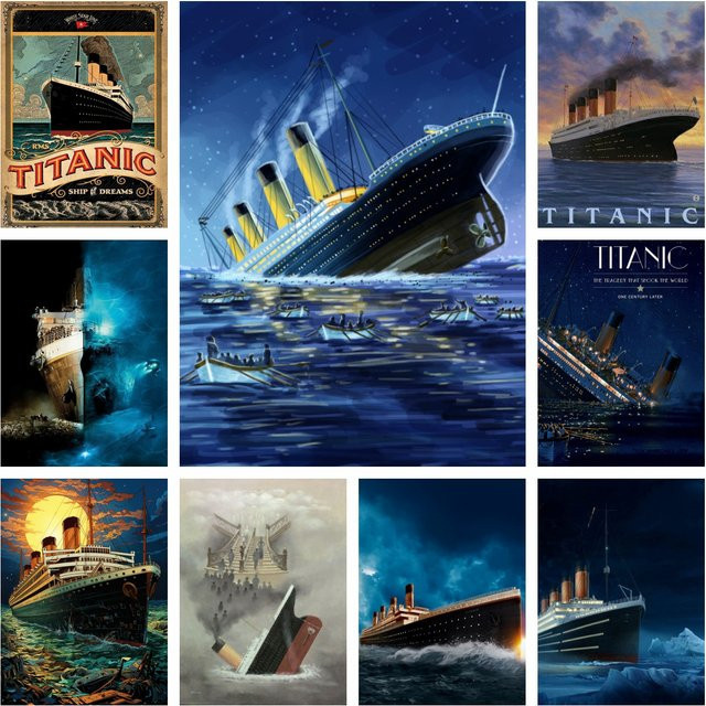 YUTTEE Diamantmalerei Set Titanic Filmszene 5D Diamant Mosaik Wanddekoration Multicolor B: 30,0 cm - Bild 1