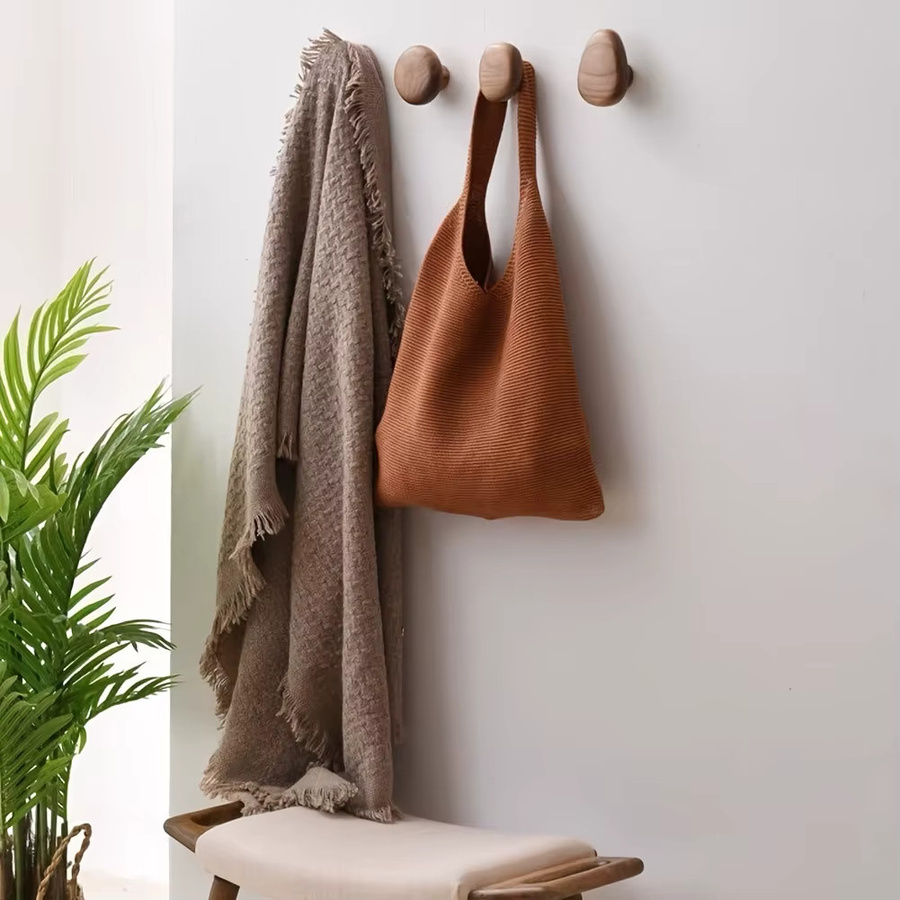 LIUSHADUOLA 4er Set Wandgarderobe aus Walnuss und Buchenholz in Braun zur Aufbewahrung von Hüten und Rucksäcken - Bild 3
