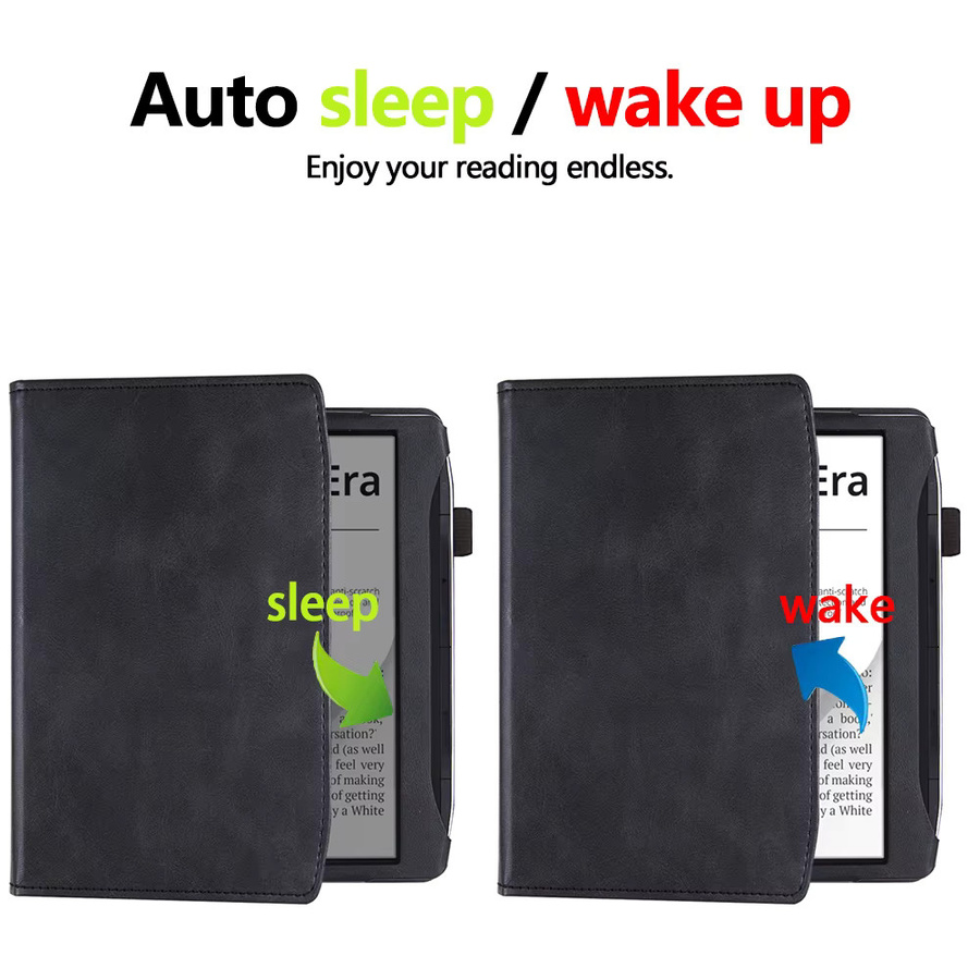 YOUQEEC Schutzhülle für Pocketbook Era PB700 7 Zoll E-Book Reader mit Schlafmodus, Handunterstützung und Ständer, stoßfest und sturzsicher, Schwarz - Bild 5