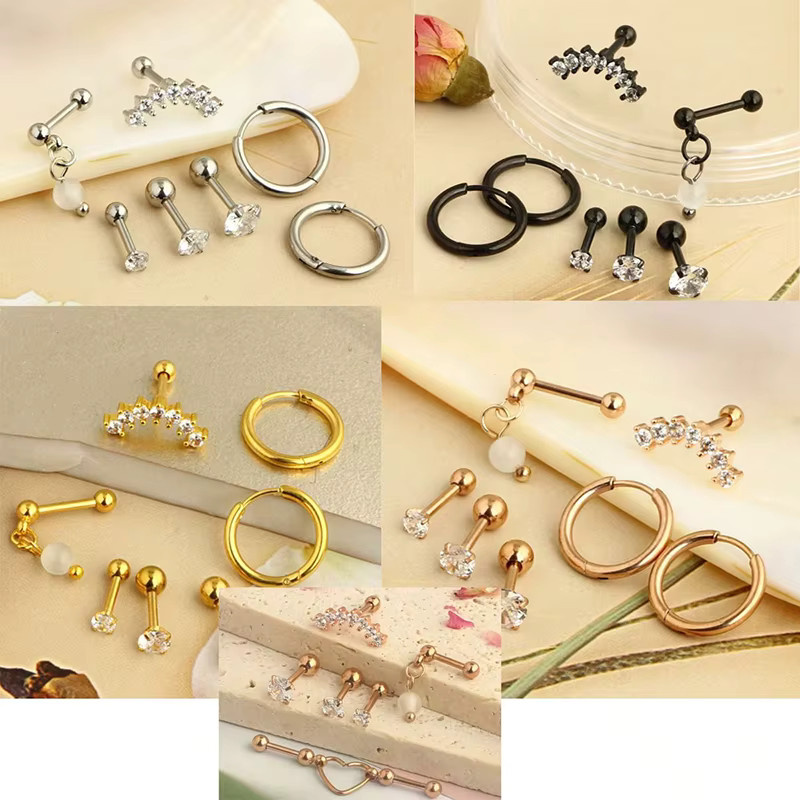 JunlowPY Ohrring Set, Herz, Zirkonia, Unisex - Bild 1