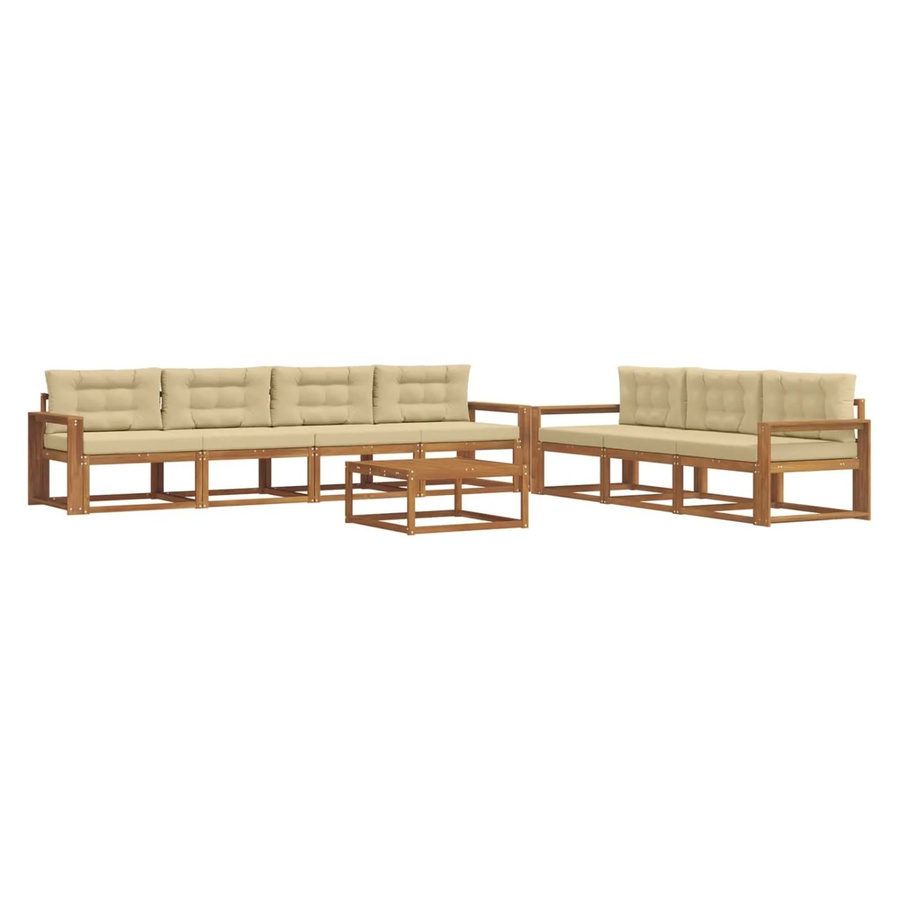 vidaXL Outdoor-Sofagarnitur 8-teilig aus Akazienholz mit Kissen in Natur und Beige - Bild 2