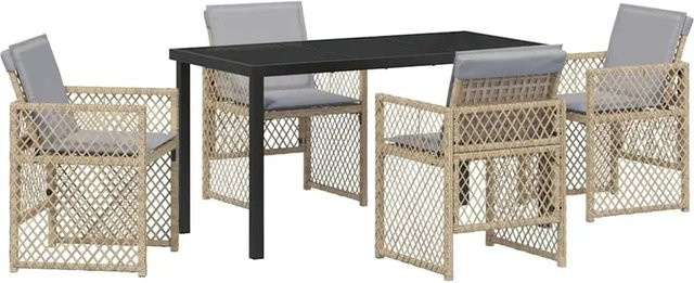 vidaXL Garten Essgruppe 5-teilig aus Poly-Rattan und Stahl in Beige - Bild 1
