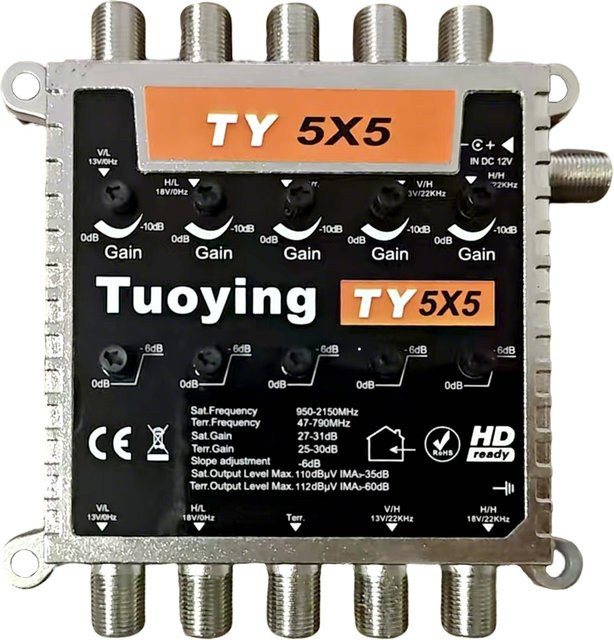 Tuoying Satellitensignalverstärker für 5x5 TV-Signale in Schwarz und Silber - Bild 1