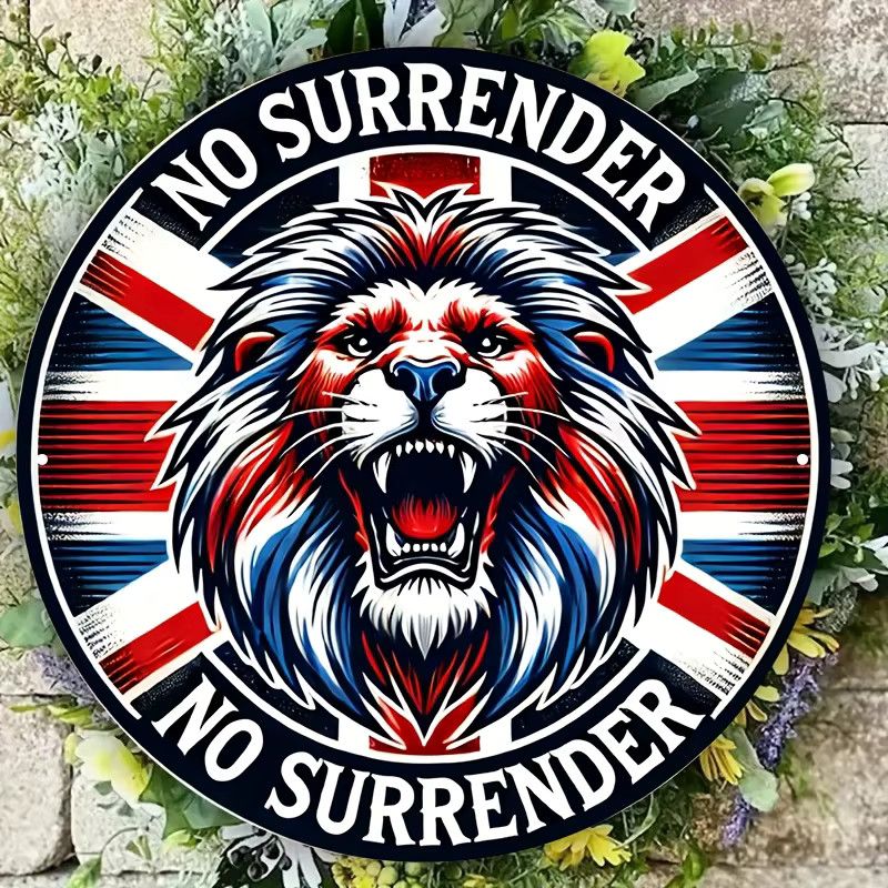 Rundes Aluminiumschild British Lion Never Surrender im Retro-Stil von Potdemiel, Durchmesser: 20,32 cm - Bild 5
