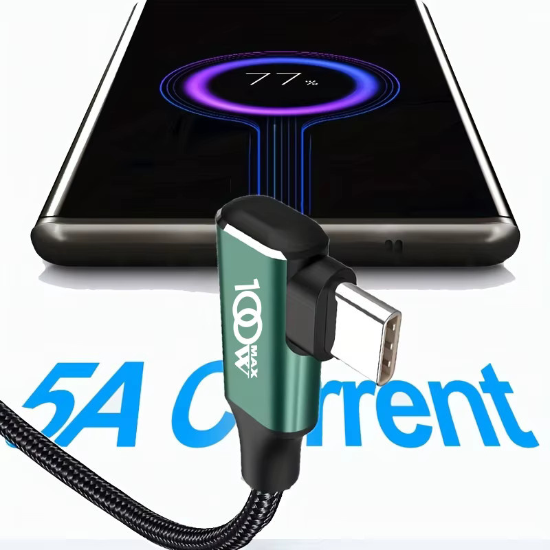 USB-C auf USB-C Schnellladekabel mit 100W in Grün für iPhone 16, 15 Pro Max und Samsung Galaxy S24, S23, S22, S21, S20, S10 - Bild 5