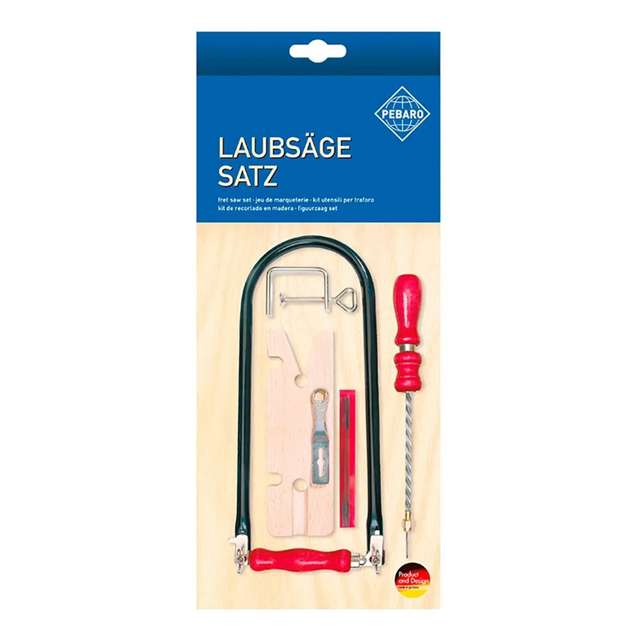 Pebaro Laubsäge-Set 12-teilig mit Drillbohrer in Rot und Schwarz, Länge: 39,5 cm - Bild 4