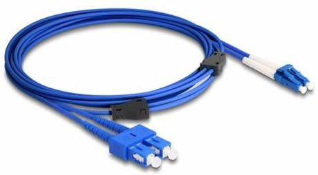 Delock 87924 Glasfaser LWL Anschlusskabel Blau, 3m, 1x LC-Stecker auf 1x SC-Duplex, 9/125 µ Singlemode OS2 - Bild 1