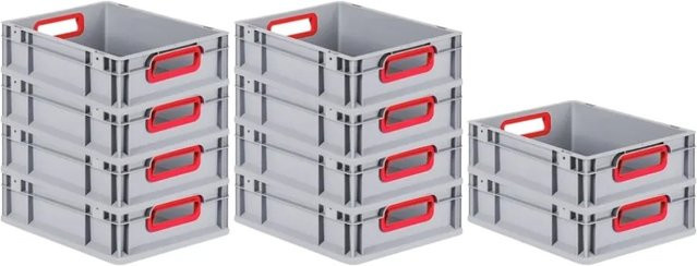 PROREGAL Spar Set 10x Eurobox Nextgen Color Eurobehälter mit Griffen, Grün, H x B x T: 32 x 30 x 40 cm, 30 Liter - Bild 1