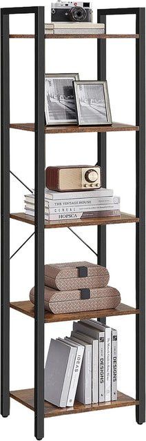 Songmics Regal Barnet in Vintage-Optik mit 5 Ebenen, Braun-Schwarz, B/T/H: 30 x 40 x 153 cm - Bild 1