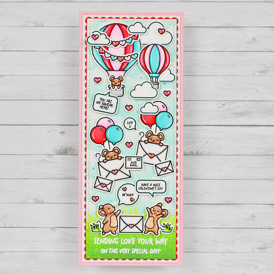 Valentine Mice Clear Stamps und Metall-Stanzformen für Scrapbooking, Karten und DIY-Bastelarbeiten - Bild 1
